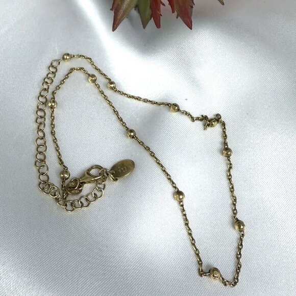 AV Gold Plated 925 Italy Silver Bead Station Choker 14" - Picture 1 of 6